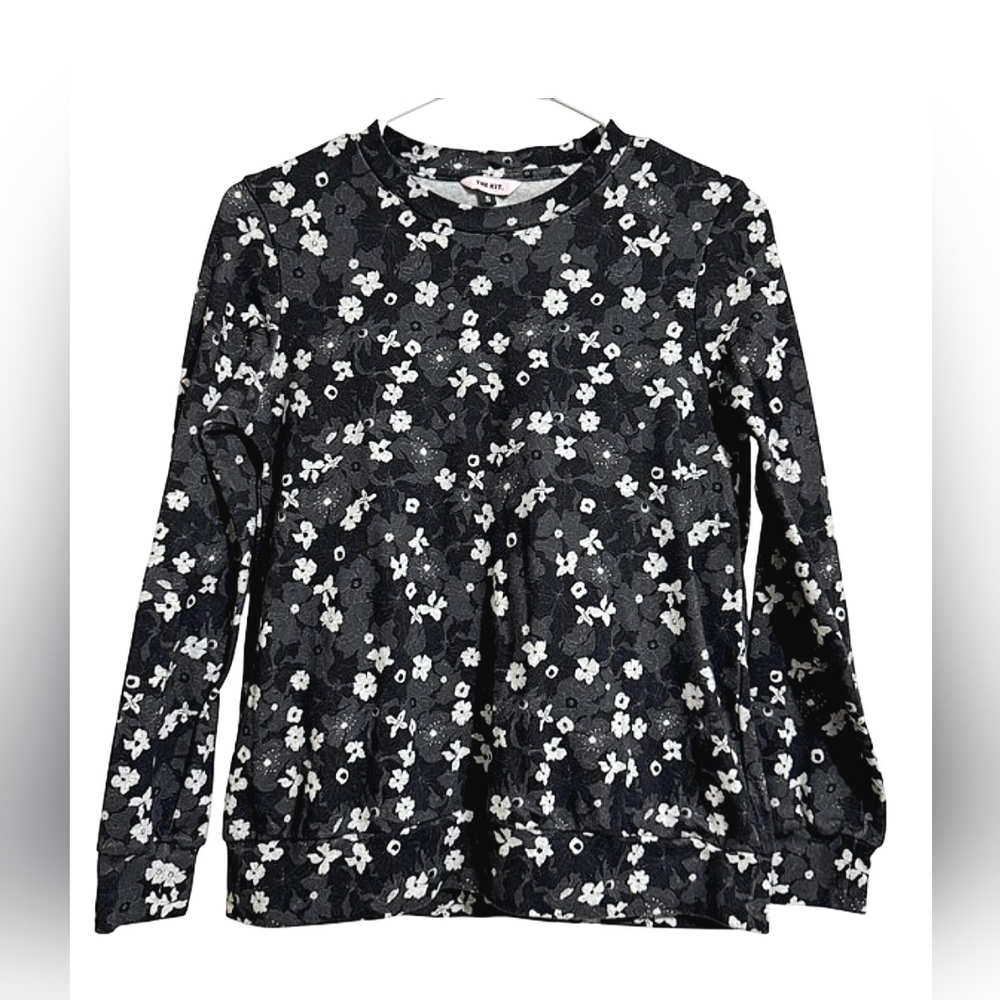 THE KIT By Daniel Vosovic Black Wildflowers Sweater Size S